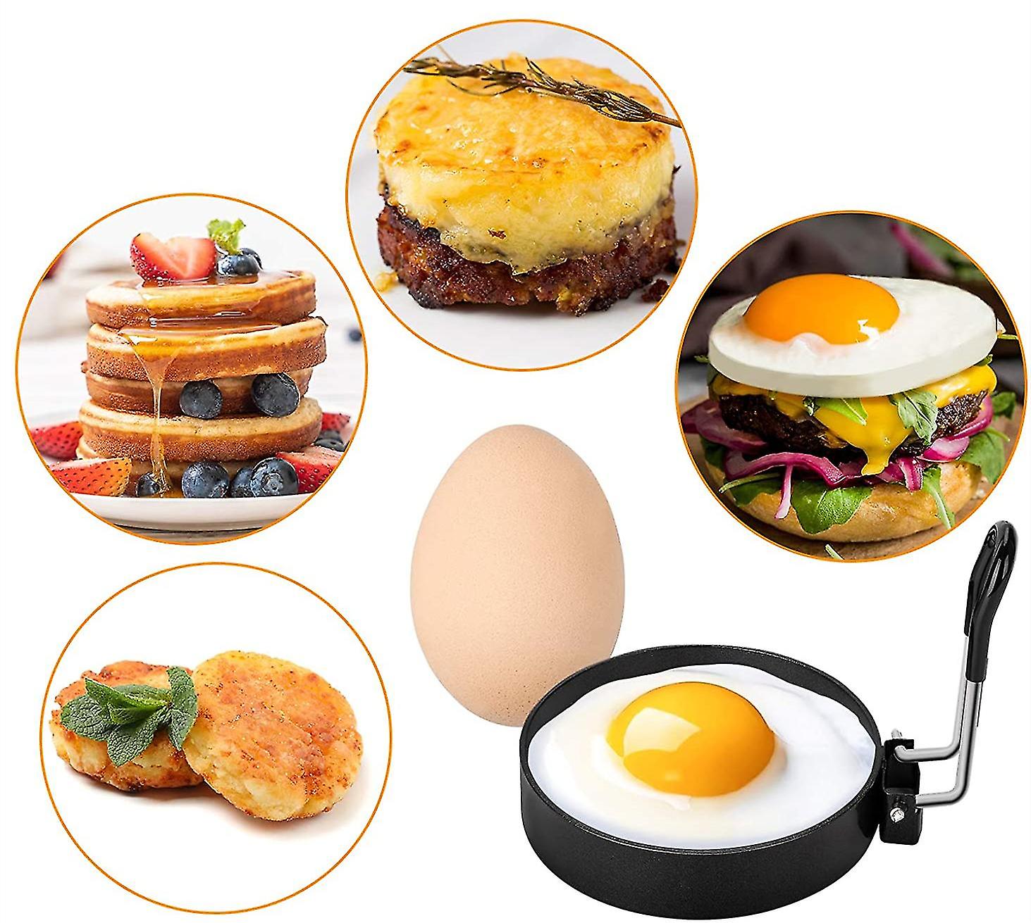 Stainless Steel Egg Ring Pancake Mold 4 Pieces Compatible with Fried Eggs Omelets