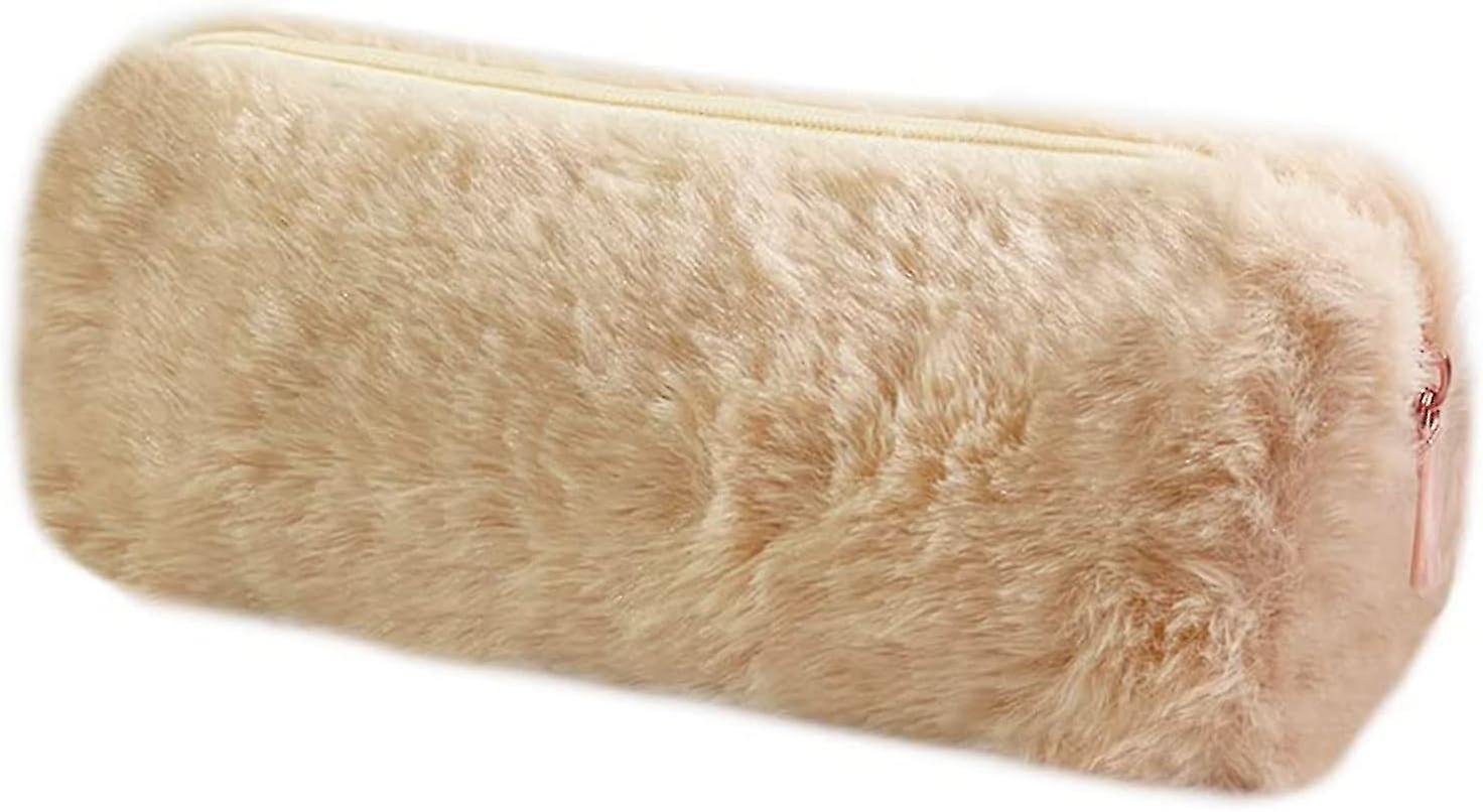 Plush Pencil Case, Fuzzy Pencil Bag Fluffy Makeup Bag Cute Pencil Case For Students Paper Protector For School Office (camel)