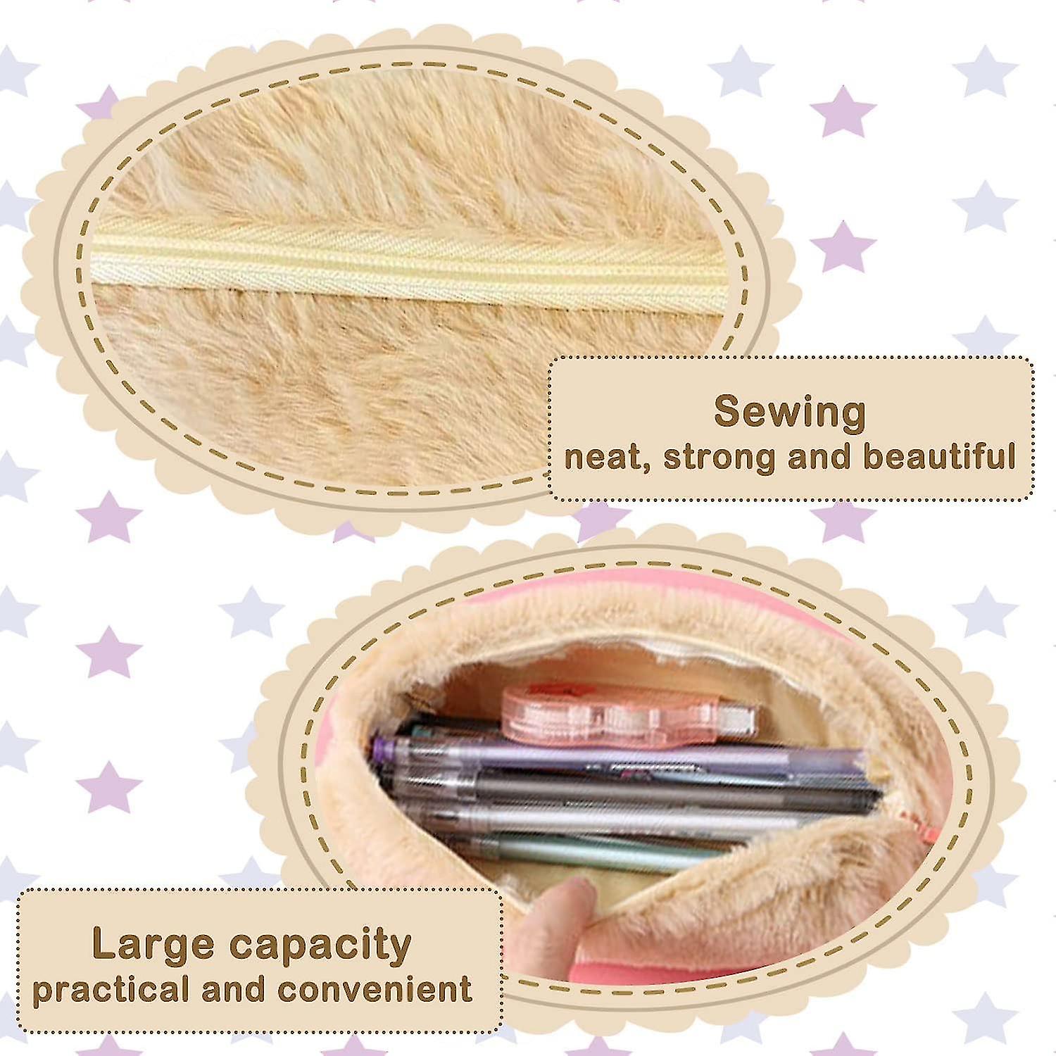 Plush Pencil Case, Fuzzy Pencil Bag Fluffy Makeup Bag Cute Pencil Case For Students Paper Protector For School Office (camel)