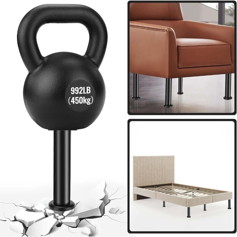 Furniture Legs Black 4 pcs Adjustable 18-30 cm with 18 Screws Metal Cabinet Feet for Sofa Table Chair