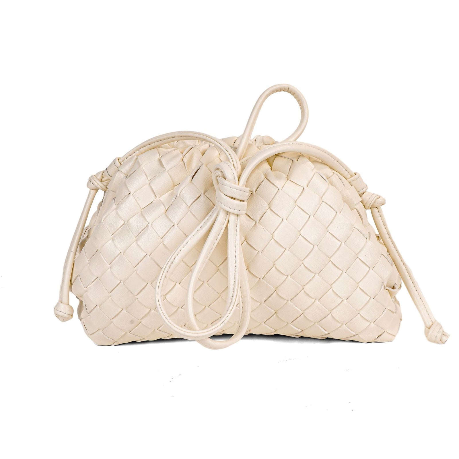 Cloud Backpack 2024 New Style Bag Ladies Cow Leather Crinkle Dumpling Bag Ladies Handbag Shoulder Bag MJ51 White 22*9*14cm