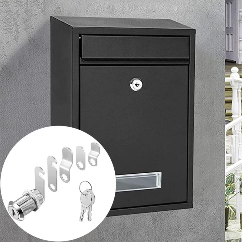 Security Mailbox Lock 16mm Cylinder Cabinet Cupboard Toolbox File Cabinet Compatible with 5 Lock Plates 2 Keys