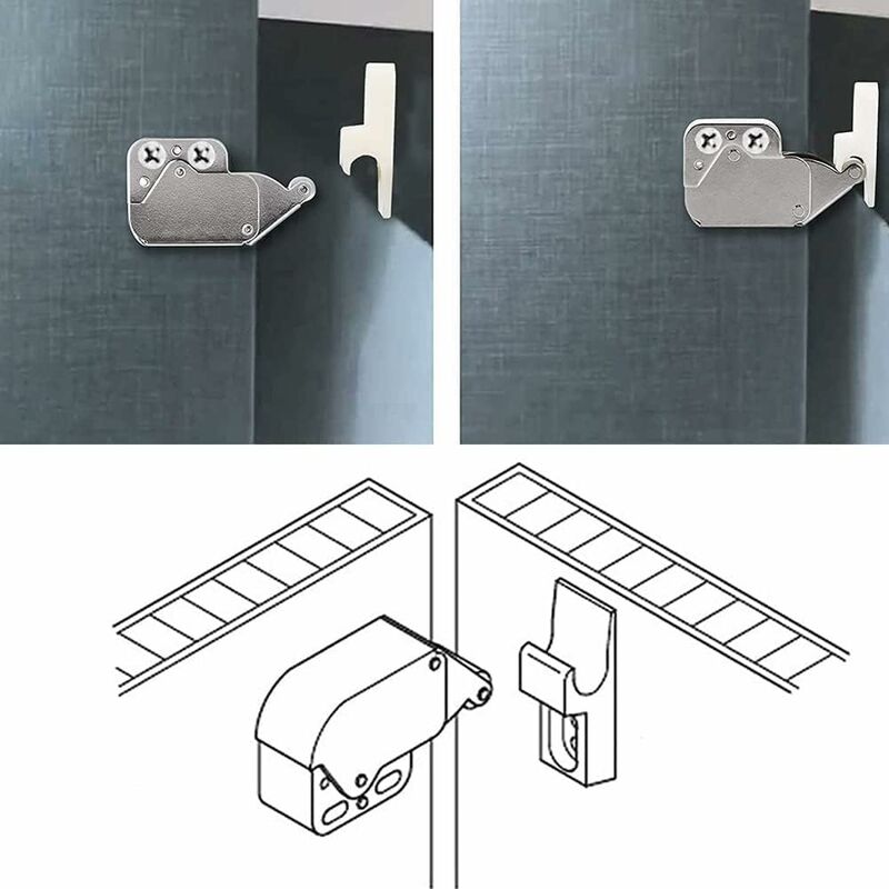 Mini Latches with Spring, 6 Pcs Cabinet Locks Compatible with Kitchen Cabinet Door