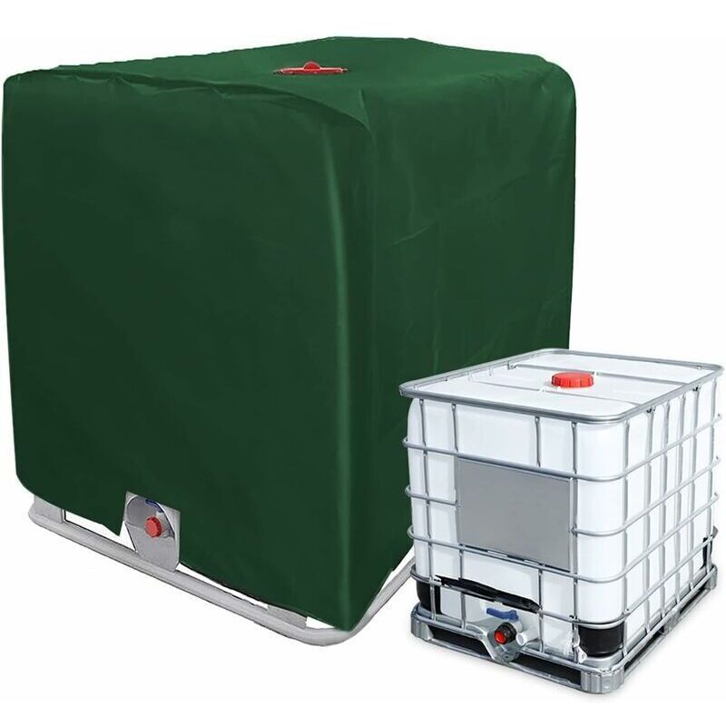 IBC Tank Cover Tarpaulin for 1000L IBC Container, GU.B/bon 116 x 100 x 120 cm Water Tank Cover Anti-UV Anti-Rain (Green)..DEBUNS
