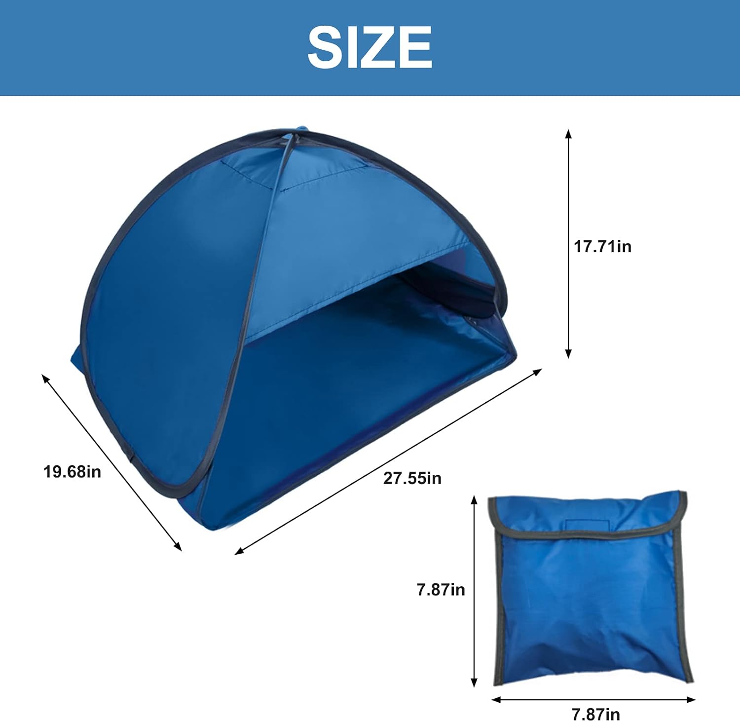 Pop-up Beach Shelter - Portable Beach Tent Anti-UV, Windproof, Picnic Tent for Small Dogs, Cats and Other Small Pets, Blue