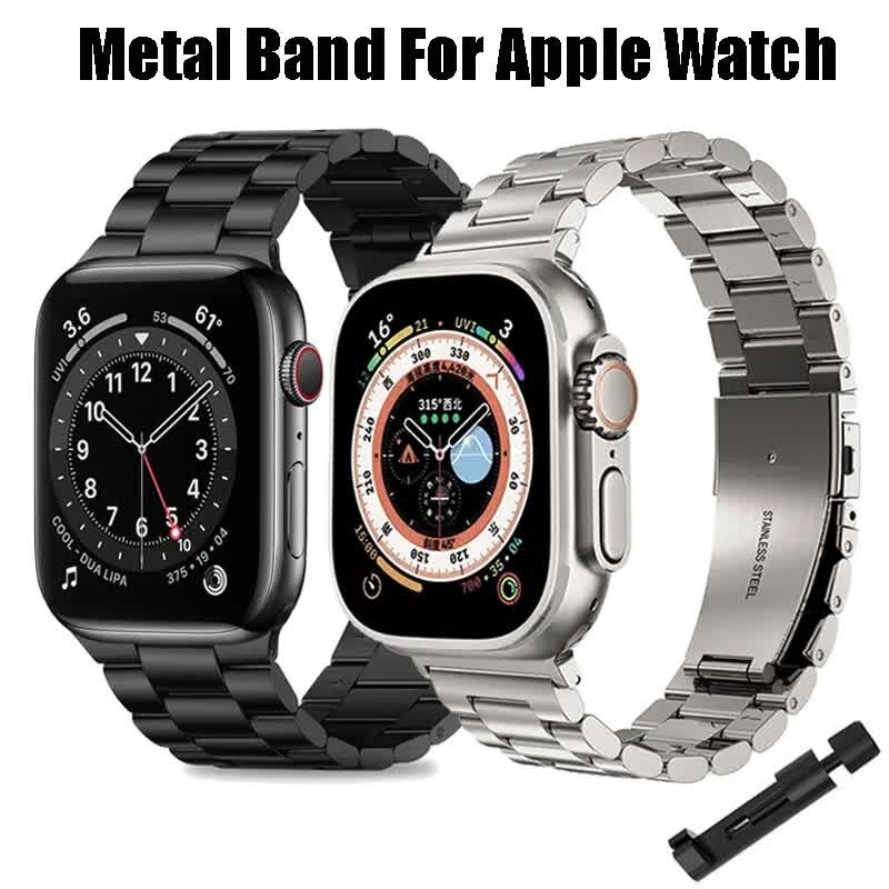Stainless Steel Bracelet for Apple Watch Band 49mm 45mm 44mm 42mm Watch Metal Bracelet for iWatch Series 9 8 7 6 5 Silver