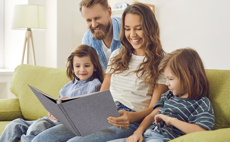 Self-Adhesive Photo Album 27 * 28 cm Scrapbook Album 40 Double-Sided Pages Linen Hardcover DIY Anniversary Memory Book for Baby