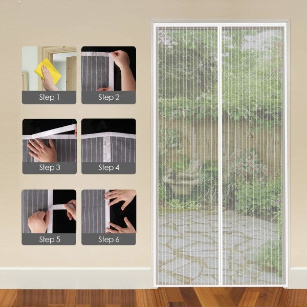 Mosquito Net Door Magnetic Fly Screen Anti-mosquito MYCARBON 80X200CM White