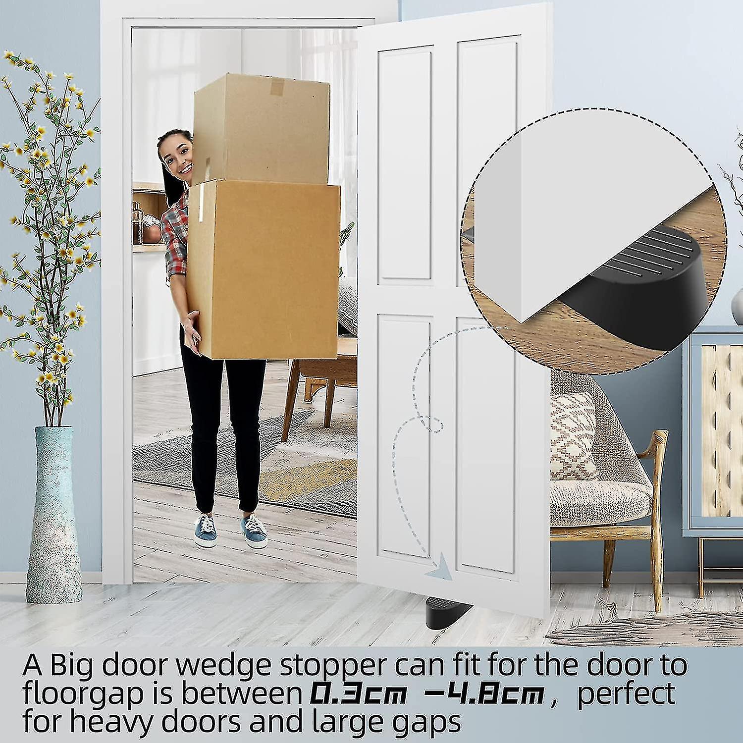 Heavy Duty Extra Large Rubber Door Wedge Stop - Black