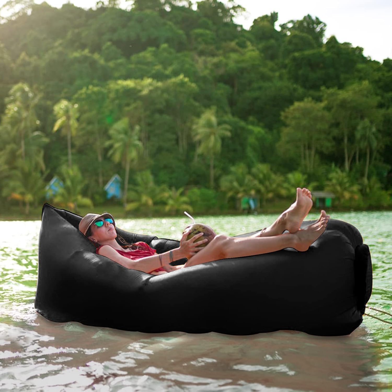 Portable Inflatable Air Lounger with Carry Bag for Beach