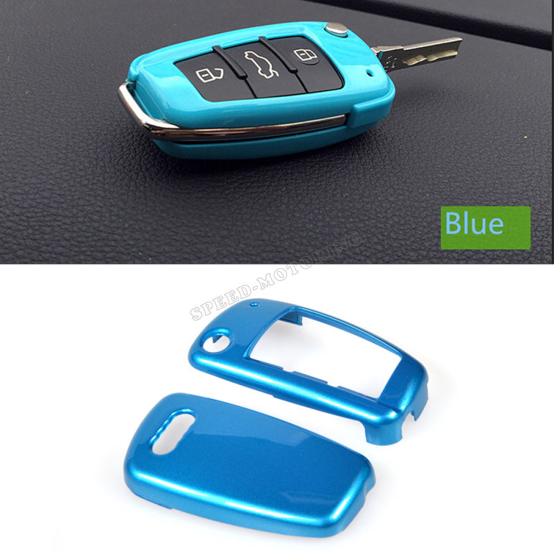 Black ABS Carbon Fiber Car Key Cover Case for Audi A6l A1 Q3 Q7 TT R8 A3 S3 S3 ABS Black