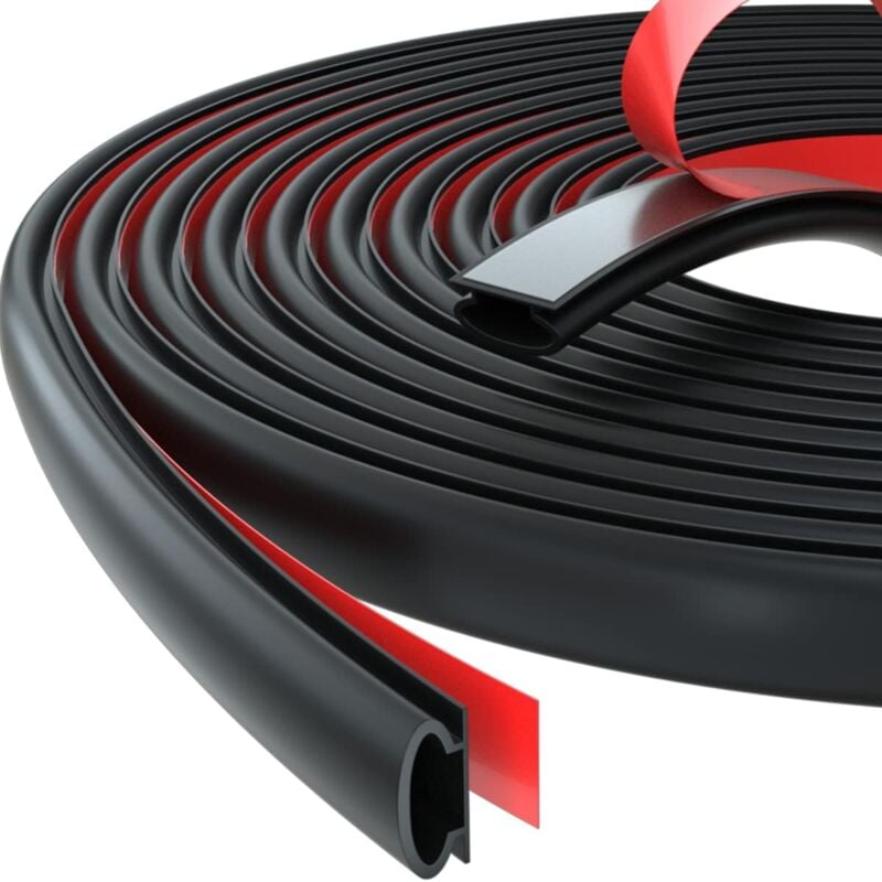 D-Profile Self-Adhesive Rubber Weather Strip Door Window Seal 6M Black for Cooling and Sound Insulation