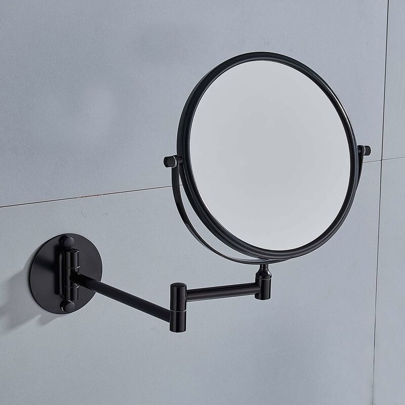 Wall Mounted Makeup Mirror 20cm Black 3 Pack 360 Rotatable Extendable Double Mirror