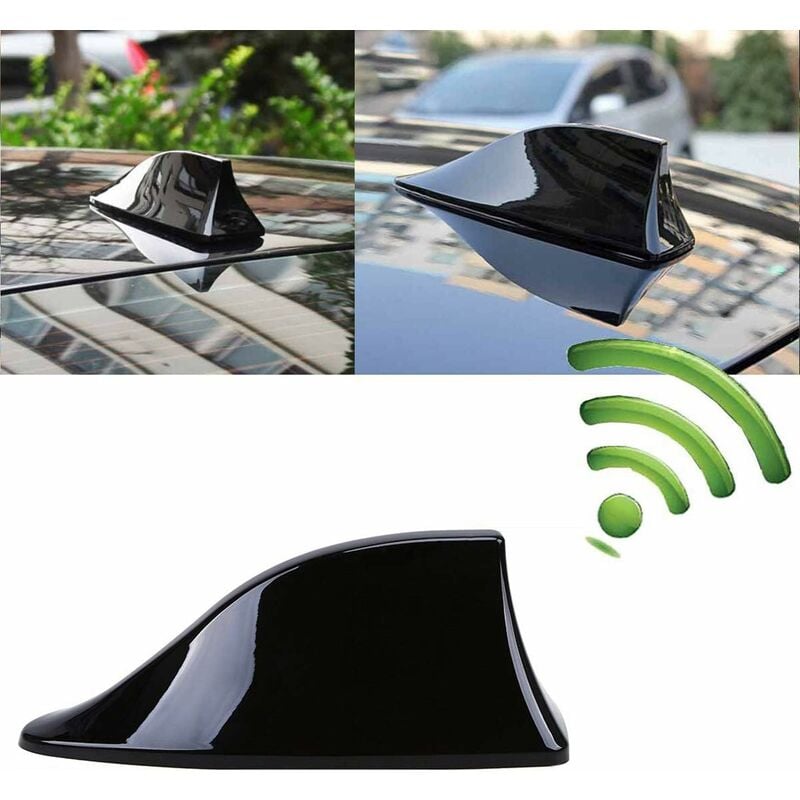 Universal Shark Fin Car Antenna - FM/AM Radio Antenna for Car SUV Truck Van (Black)