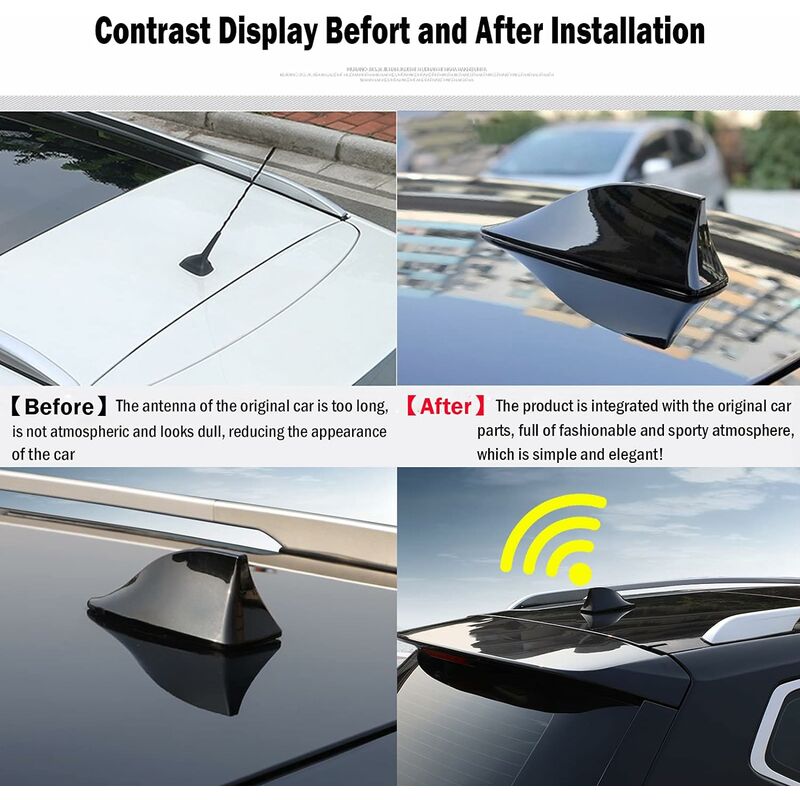 Universal Shark Fin Car Antenna - FM/AM Radio Antenna for Car SUV Truck Van (Black)