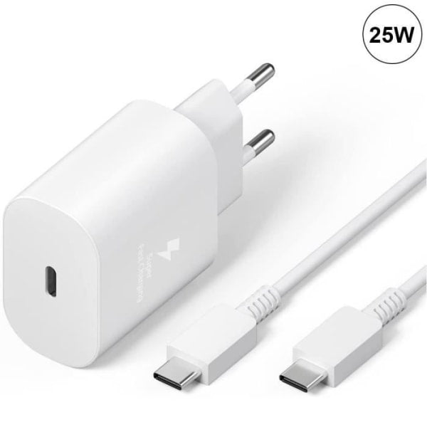 Samsung A25 A15 A05 A05s A35 A55 Charger and Cable 25W White Type-C Fast Charging