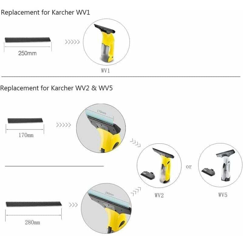 2pcs 280mm Window Washer Replacement Blades Window Cleaning Blade Rubber Scraper Accessories Refill Replacement for Karcher WV2 WV5
