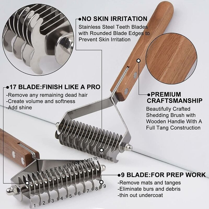 Coat King Heavy Duty Dog and Cat Deshedding Brush Grooming Comb Rake Significantly Reduces Shedding