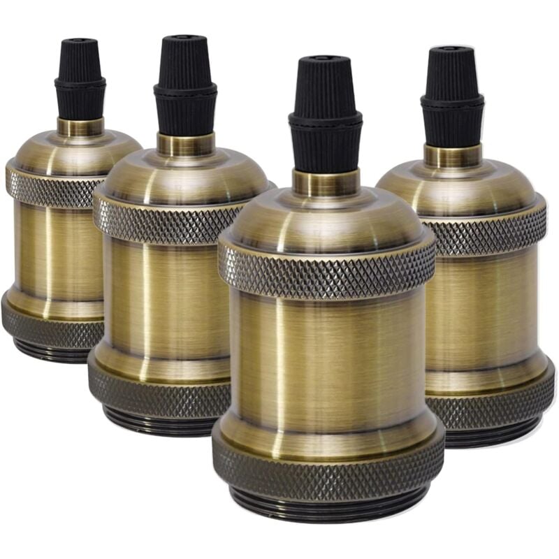 E27 Vintage Lamp Holder Ceramic Socket Adapter 4 Pieces Bronze with Braun Compatible