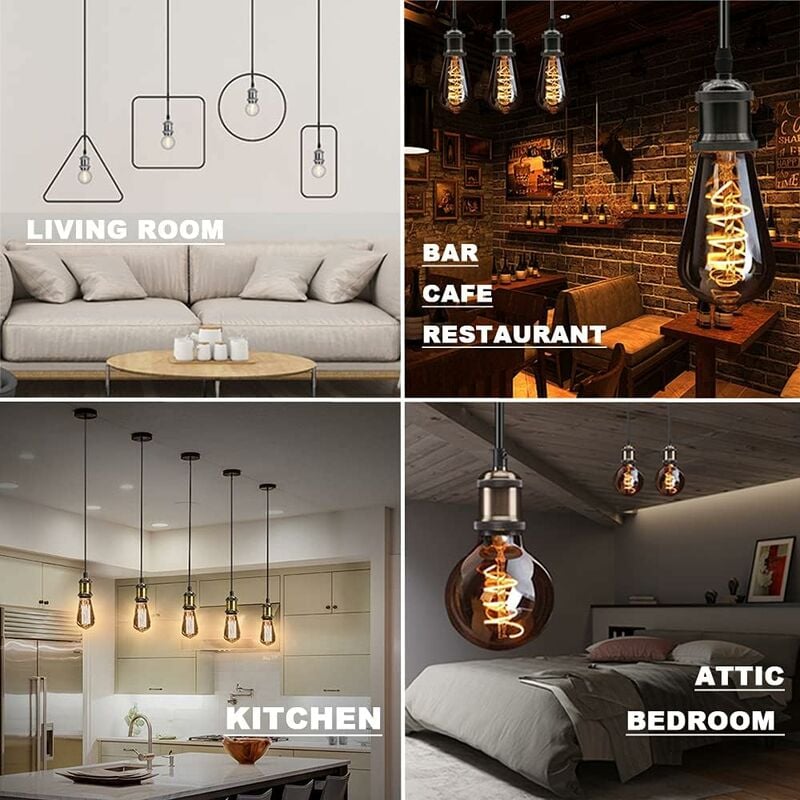 E27 Vintage Lamp Holder Ceramic Socket Adapter 4 Pieces Bronze with Braun Compatible