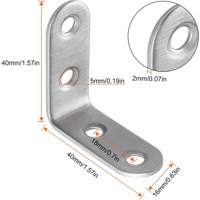 Stainless Steel Corner Brackets 40x40mm 13pcs Furniture Repair Silver Compatible with Furniture Brands
