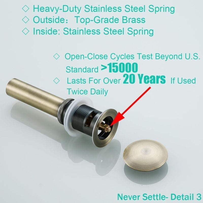 G1 1/4 Click Clack Pop Up Sink Waste Drain with Overflow in Bronzed Brass Universal Basin Siphon Valve