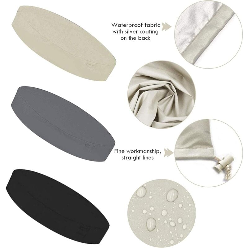 Round Pool Cover Sunshade, 100% UV Resistant Waterproof Spa Cover, 190T for Outdoor Spa Tub, 200x30cm (Black)