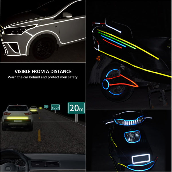 Reflective Stickers for Bicycle, Color Reflective Tape, Self-Adhesive Safety Tape, Waterproof Warning Tape (1cm*8m)