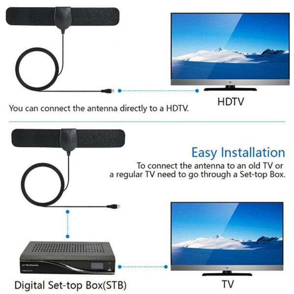 Digital Indoor HD Antenna 25 Mile Range 4K Compatible with TV One Size Black