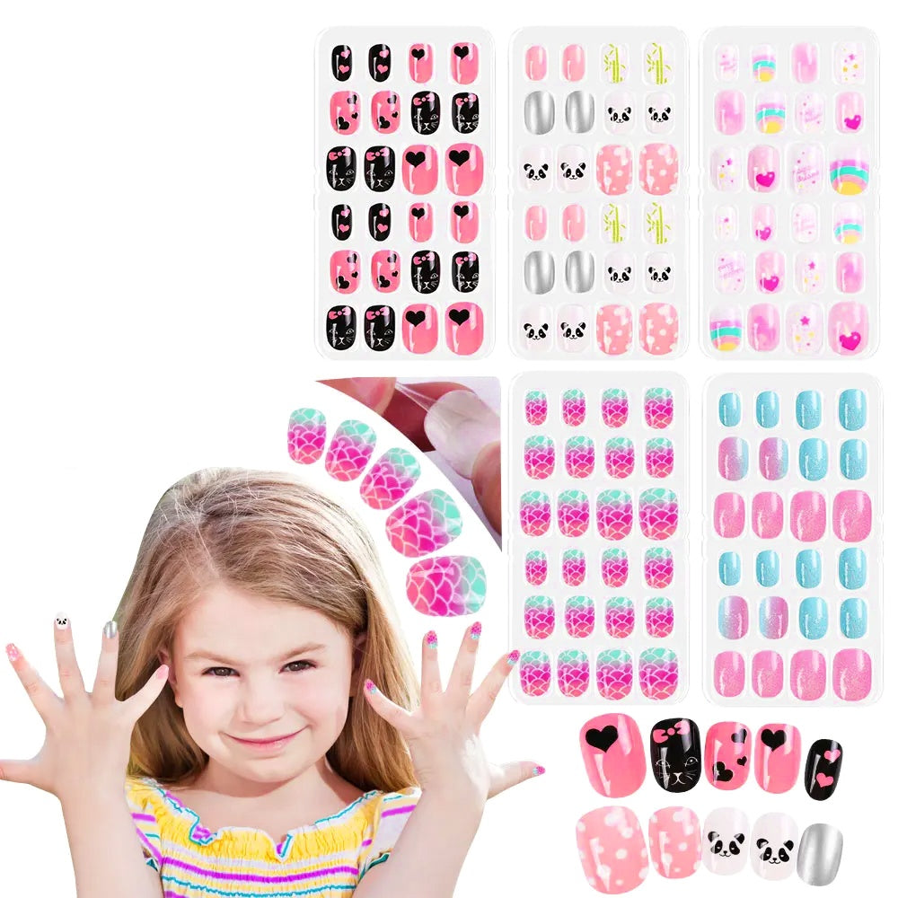 120-pack - False nails for children - Acrylic nails Multicolor