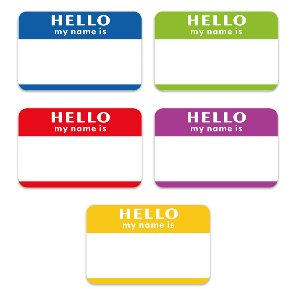 5 Colors (Hello My Name Is) Nameplate Stickers 300 Labels for