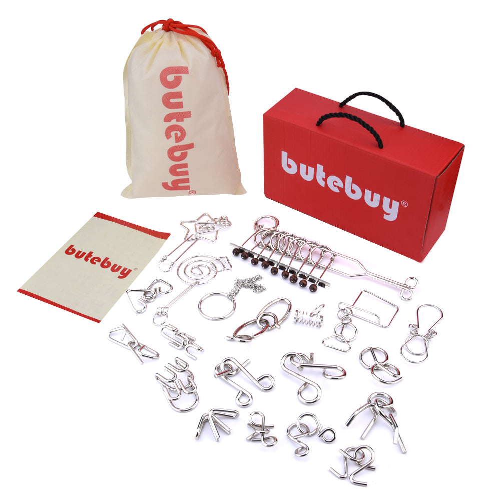 Wire Puzzle Set 20 Pack Metal IQ Brain Training Toys