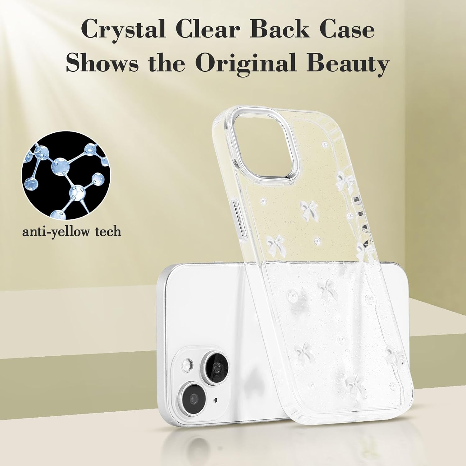 White Transparent Bowknot iPhone 14 Plus Case Cute 3D Thin Soft Durable Mobile Cover