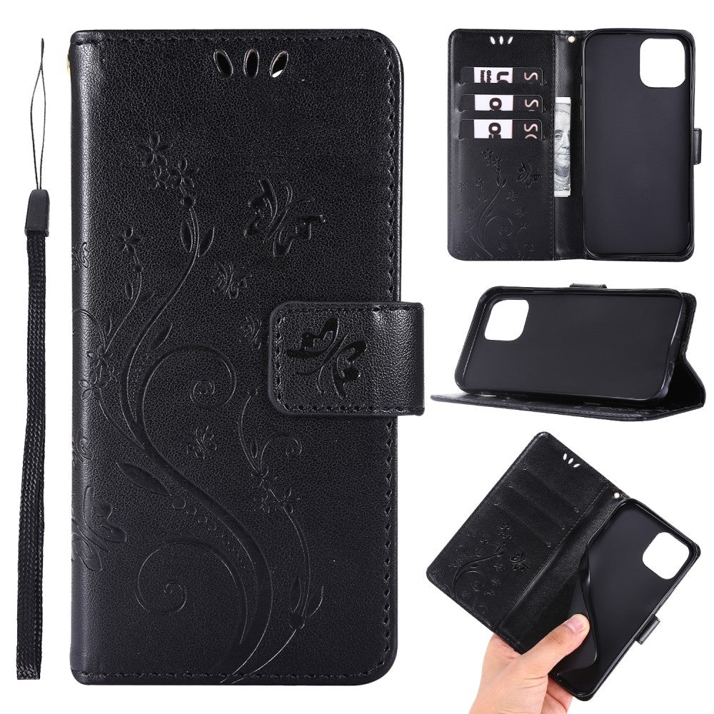 iPhone 12 / 12 Pro Floral Case Black, Compatible with iPhone