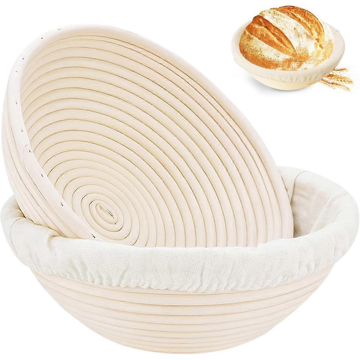 Round Handmade Rattan Bread Proofing Basket 23x8cm Compatible with Artisan Baking