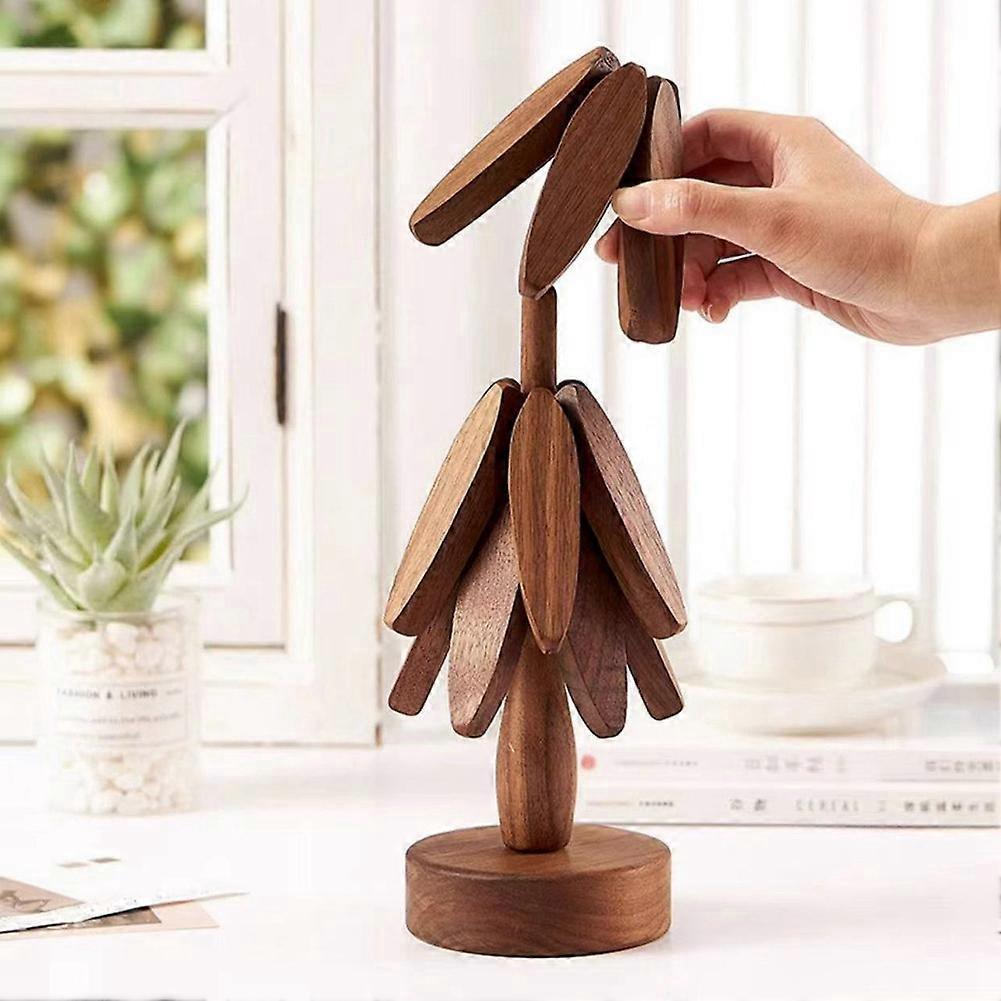 Tree Shape Wooden Coasters Set of 2, Wooden Insulation Mat