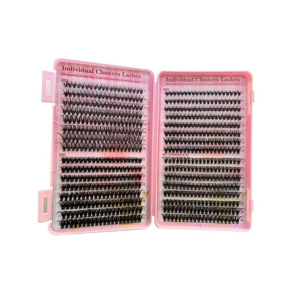 Eyelash Extension Kit with D-Curl for Beginners, Individual False Eyelashes, Pre-made Cluster Lashes, 30+40+50D