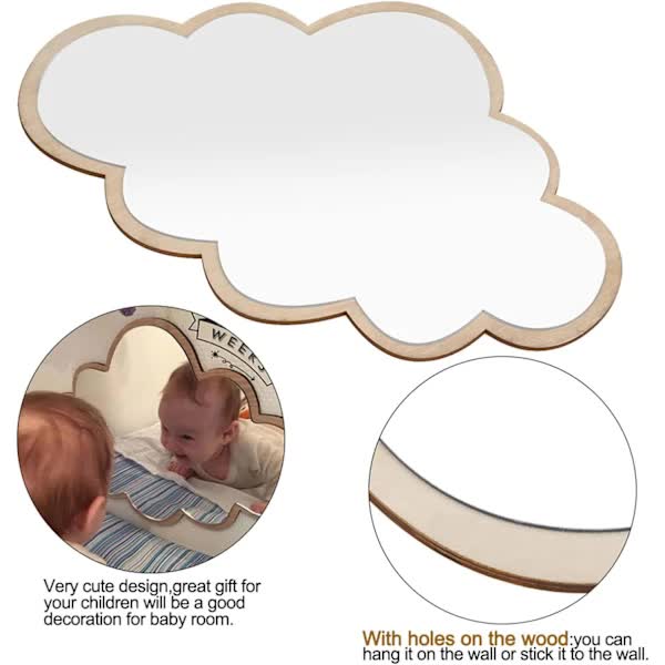 Clouds Wall Mirror for Kids Rooms, Child-Safe Real Acrylic Mirror, Nursery Decor
