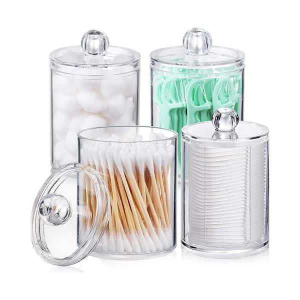 Sophisticated Crystal Glass Apothecary Jars with Removable Lids for Bathroom Vanity Organizers and Decor