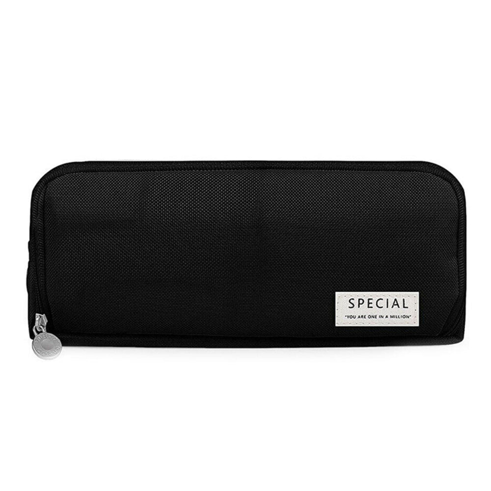 Large Capacity Pencil Case, 3 Compartments, Bag, School Pink