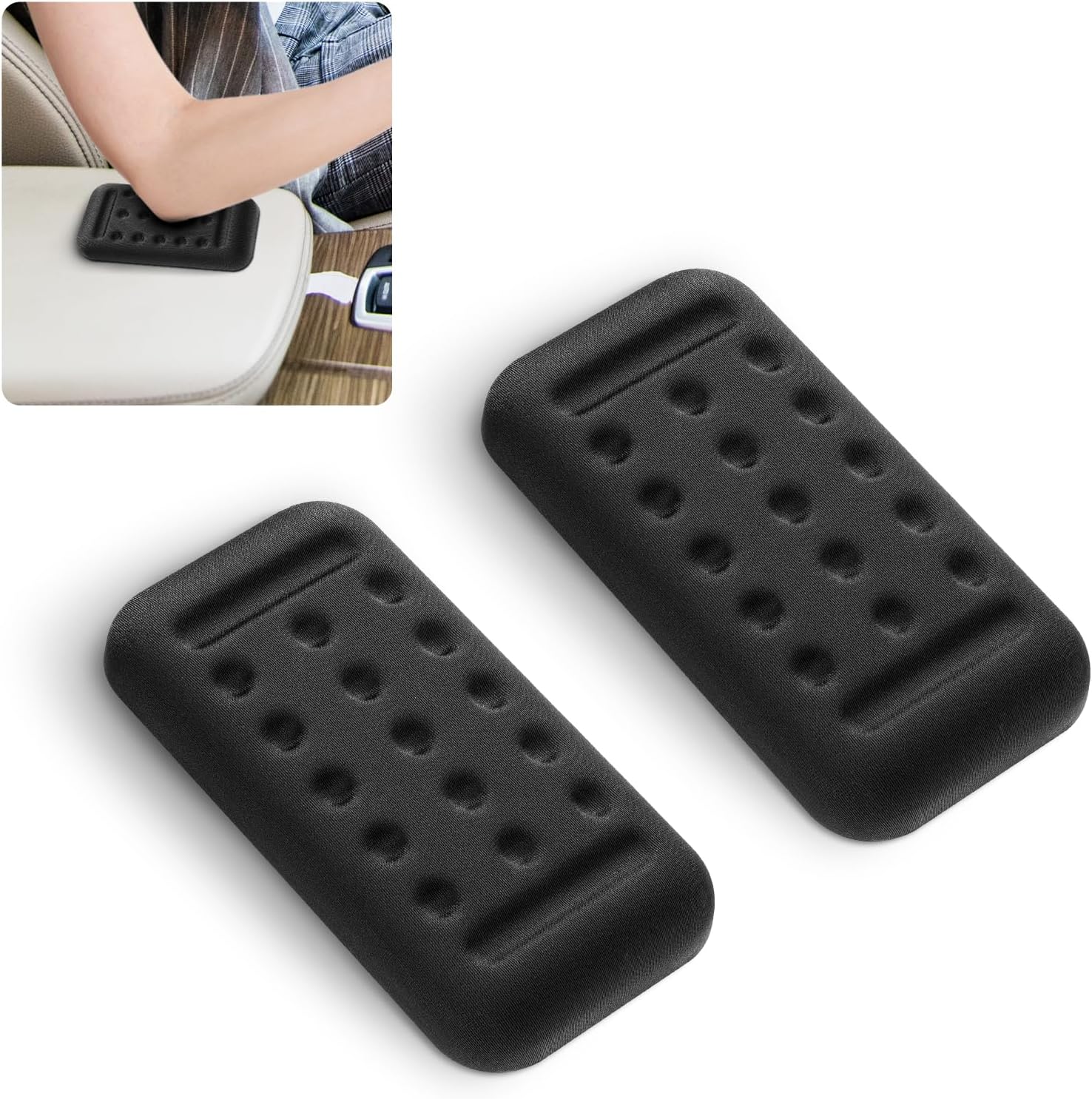 2-Pack Car Armrest Pads, Memory Foam Elbow Cushion and Pain Relief for Enhanced Arm Support, Universal Comfortable Vehicle Door Armrest Accessories (Black)