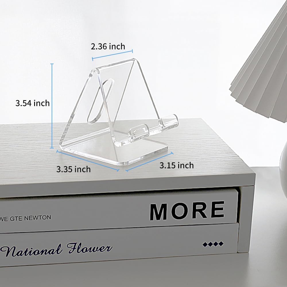 Fancial Acrylic Cell Phone Stand, Portable Phone Holder, Clear Phone Stand for Desk, Compatible with iPhone 15 14 13 12 Pro Max Mini 11 Xr Plus SE, Android Smartphone, Pad, Tablet, Desk Accessories