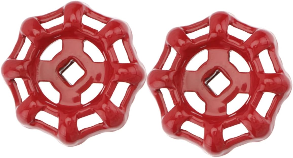 1set Gate Valve Handle Door Handles Gate Wheel Outdoor Faucet Handle Shower Faucet Handle Shutoff Handle Fitting Shower Knob Replacement Water Spigot Handle Cast Iron Red 2pcs