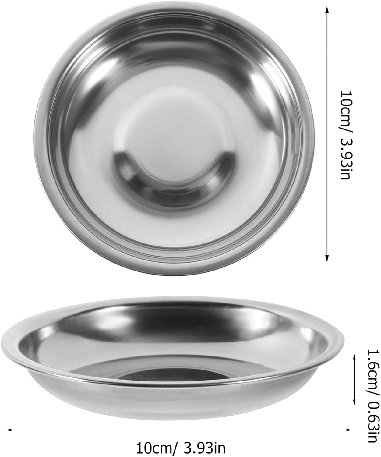 10Pcs Small Plates Stainless Steel Appetizer Plates Round Seasoning Plates Metal Saucers Plates Metal Dishes Basic Cat Bowls 10cm