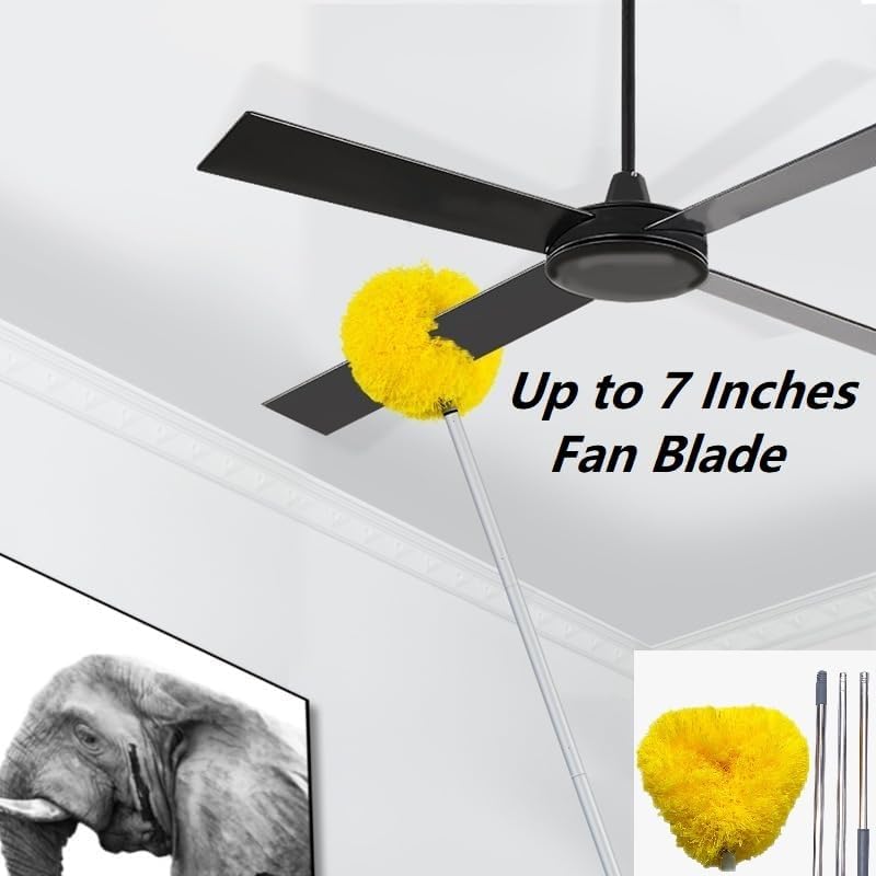 Ceiling Fan Cleaner Duster with Extension Pole Long Duster Handle Reusable Microfiber Ceiling Fan Blade Cleaner Duster with Extension Pole for Cleaning Fan Door Window Furniture Walls