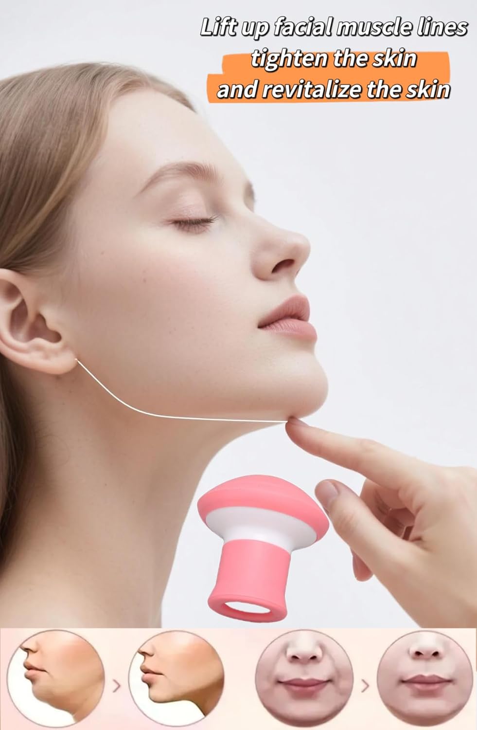 Jaw Exerciser,Double Chin Reducer,Facial Yoga for Skin Tighten Firm,Face Exerciser& Jawline Shaper, Jaw Trainer,Facial and Neck Exercise for Women and Men,Double Chin Breathing Exercise Device (Pink)