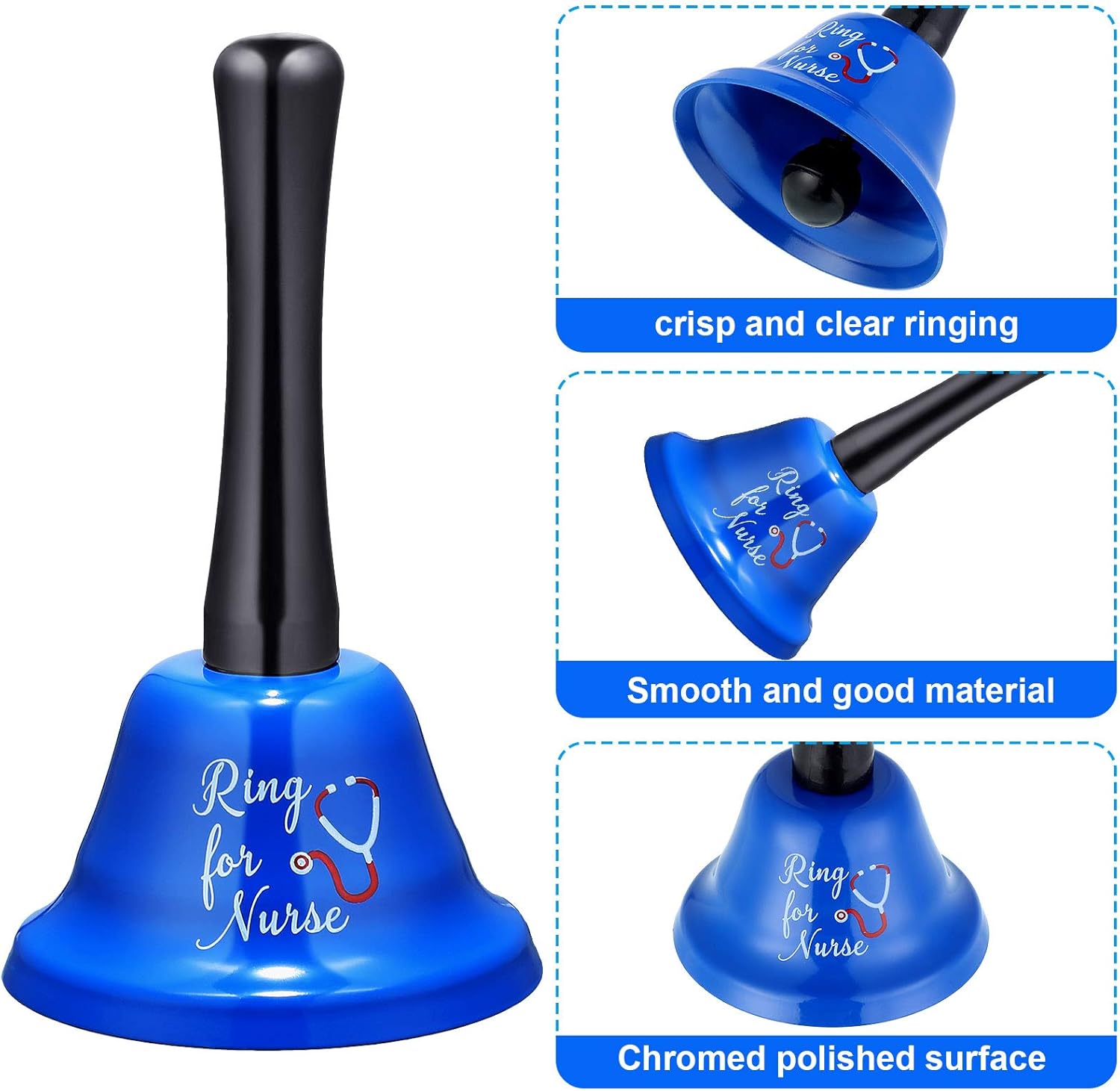 2 Pieces Ring for Nurse Bell Nurse Hand Call Bell Patient Alerting Bell Hand Ringing Alarm for Calling Attention Care Assistance Emergency