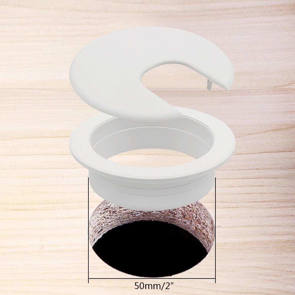 2" Desk Grommet(10 Pack), Wire Cable Hole Cover Plastic Wire Organizers for Office PC Computer Desk Cord Management (White)