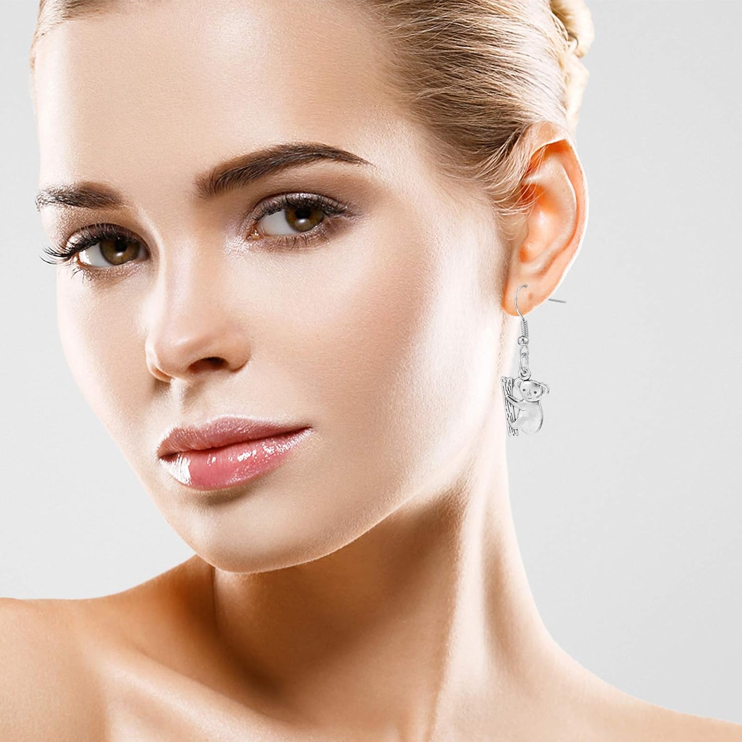 1 Set Koala Necklace Stainless Steel Charm Necklace Womens Silver Earrings Post Earrings for Women Koala Womens Earrings J Necklace for Women Australia Alloy