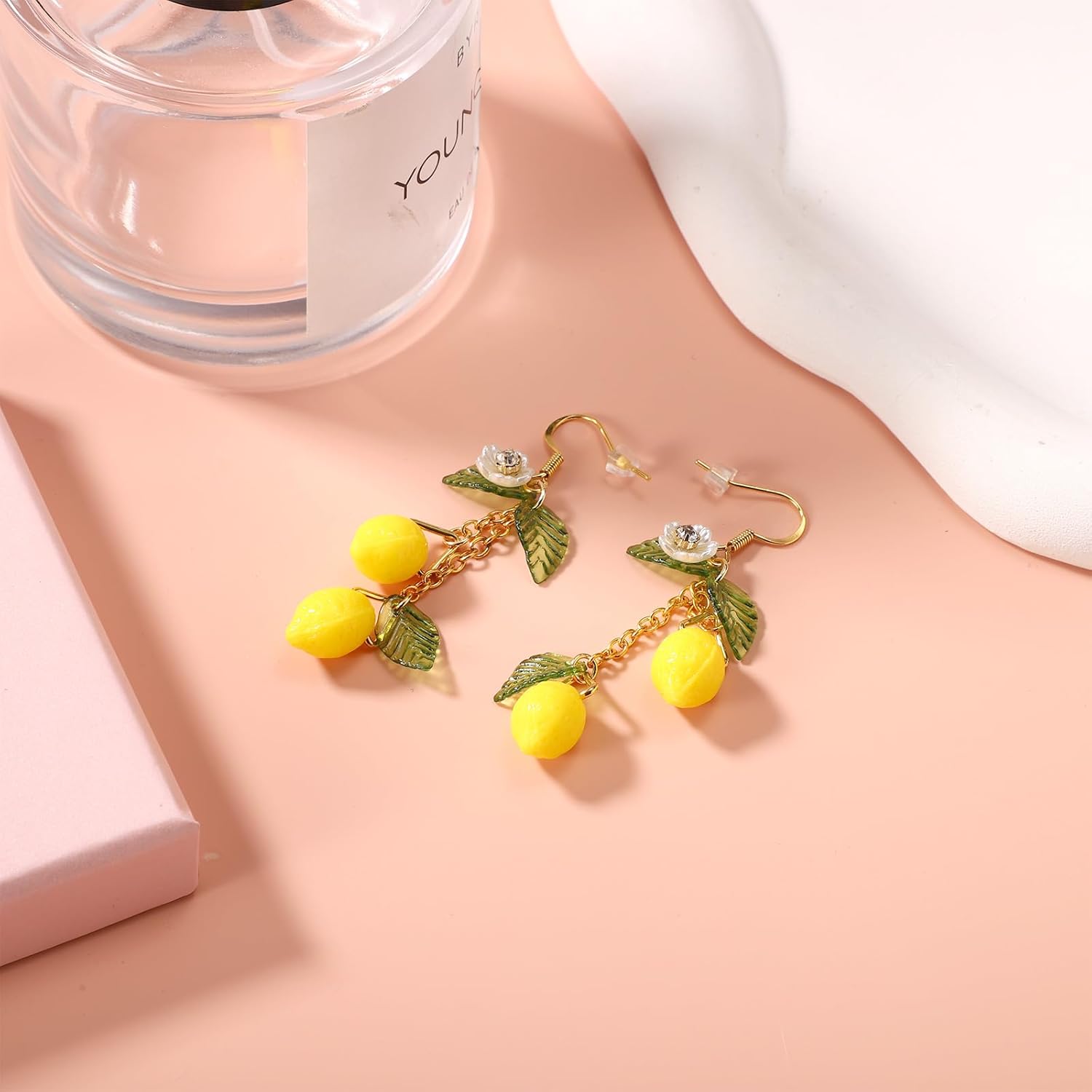 Lemon Earrings, Yellow Lemon Hook Earrings Resin Sweet Dangle Drop Lime Fruit Food Earring Dainty Cute Lemon Accessories Costume Dress Jewelry Gift for Women Lady